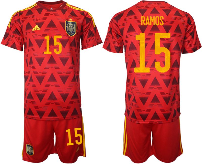 Men 2022 World Cup National Team Spain home red #15 Soccer Jersey
